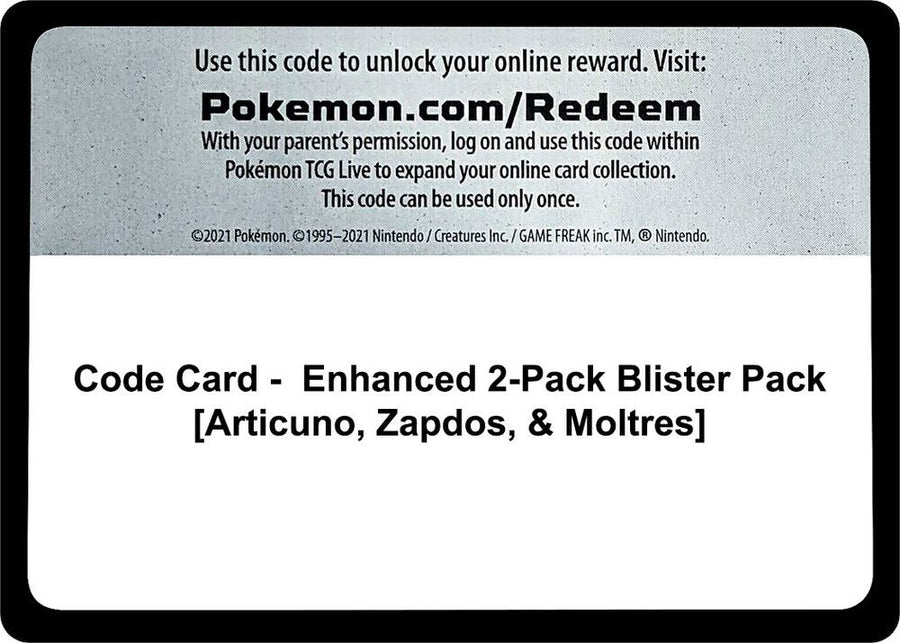 Code Card - Enhanced 2-Pack Blister Pack [Articuno, Zapdos, & Moltres] (MCAP)