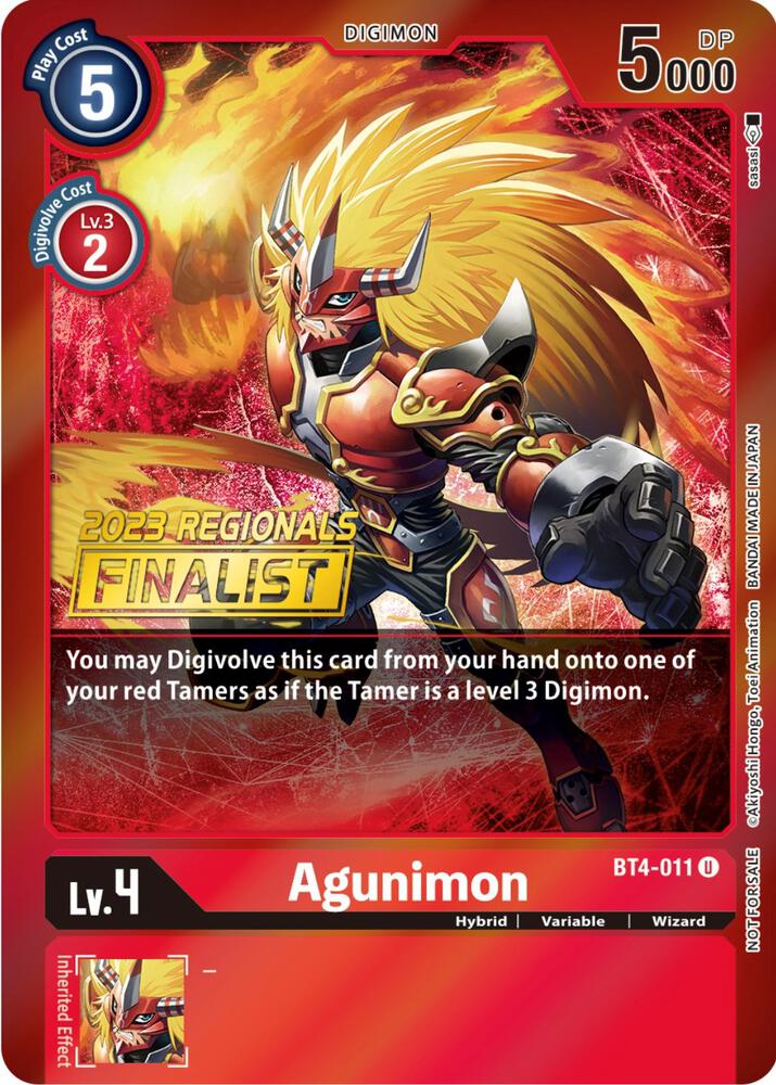 Agunimon - BT4-011 (2023 Regionals Finalist) (BT4-011 U) (BT-04)