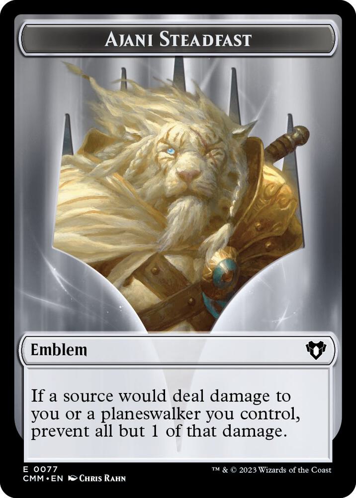 Emblem - Ajani Steadfast // Wizard Double-Sided Token (77 // 71) (CMM)
