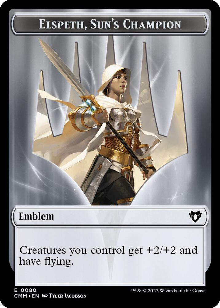 Emblem - Elspeth, Sun's Champion // Copy (0055) Double-Sided Token (80 // 55) (CMM)