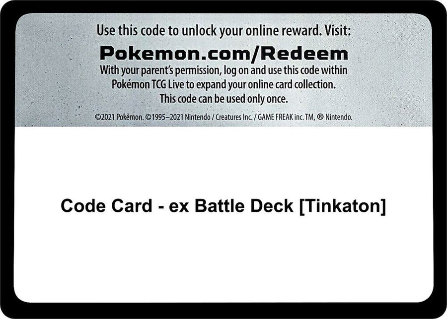 Code Card - ex Battle Deck [Tinkaton] (MCAP)