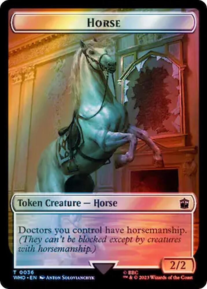 Horse // Clue (0053) Double-Sided Token (Surge Foil) (36 // 53) (WHO)