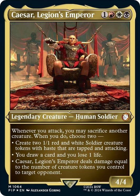 Image for Caesar, Legion's Emperor (Display Commander) - Thick Stock (1064) (PIP) - Magic: The Gathering