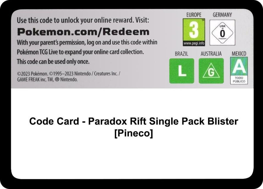 Code Card - Paradox Rift Single Pack Blister [Pineco] (PAR)