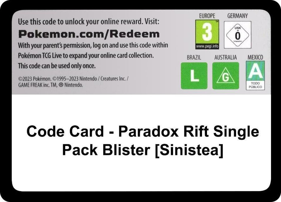 Code Card - Paradox Rift Single Pack Blister [Sinistea] (PAR)