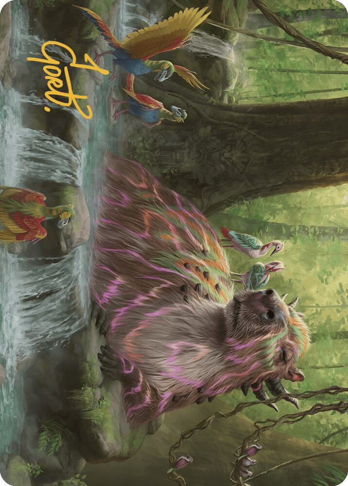 Basking Capybara Art Card (Gold-Stamped Signature) (22) (ASLCI)