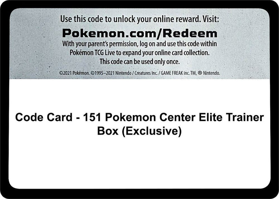 Code Card - 151 Pokemon Center Elite Trainer Box (Exclusive) (MEW)
