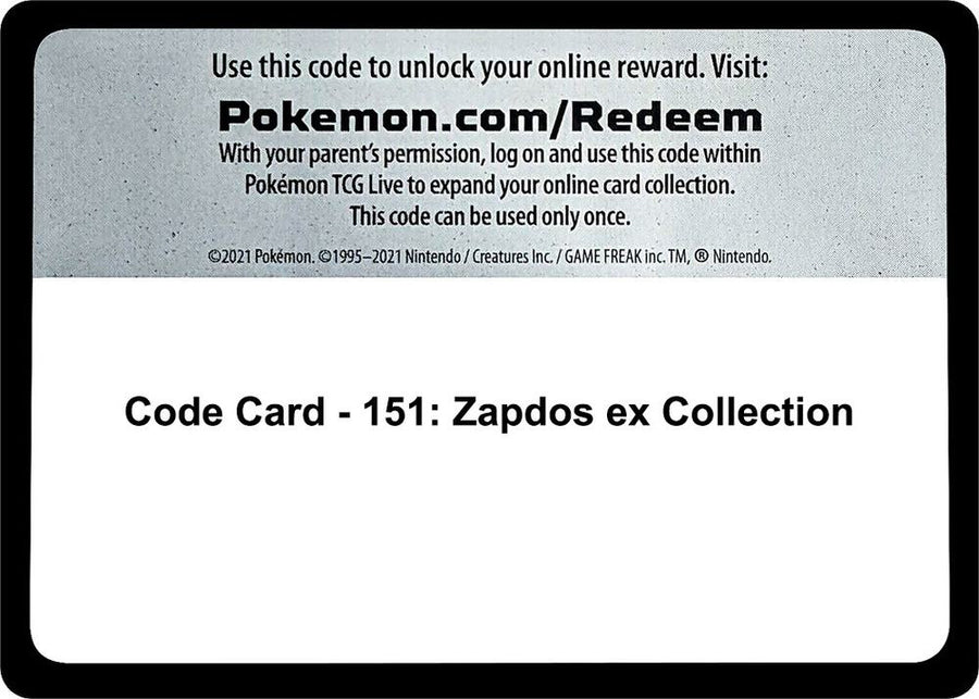 Code Card - 151: Zapdos ex Collection (MEW)