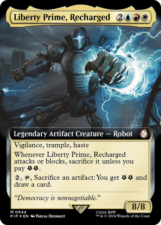 Image for Liberty Prime, Recharged (Extended Art) (Surge Foil) (944) (PIP) - Magic: The Gathering