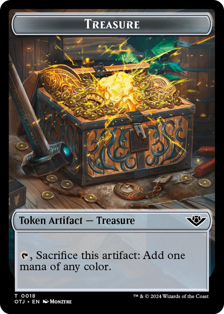 Treasure // Human Warrior Double-Sided Token (18 // 3) (OTJ)
