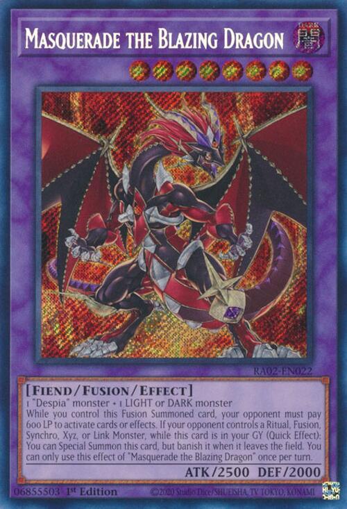 Masquerade the Blazing Dragon (Secret Rare) (RA02-EN022) (RA02)