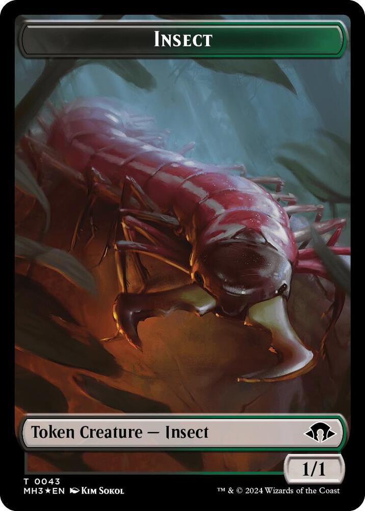 Insect (0043) (Ripple Foil) // Zombie Double-Sided Token (43 // 21) (MH3)