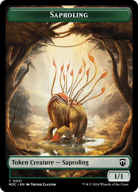 Image for Saproling (Ripple Foil) // Emblem - Garruk, Apex Predator Double-Sided Token (21 // 27) (M3C) - Magic: The Gathering