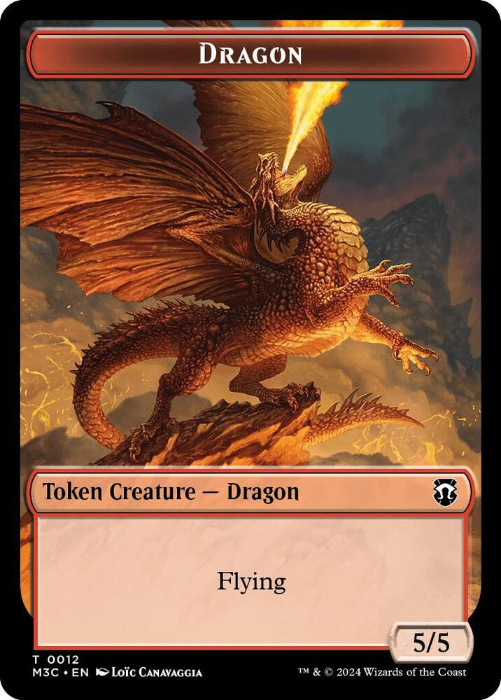 Dragon (Ripple Foil) // Treasure Double-Sided Token (12 // 34) (M3C)