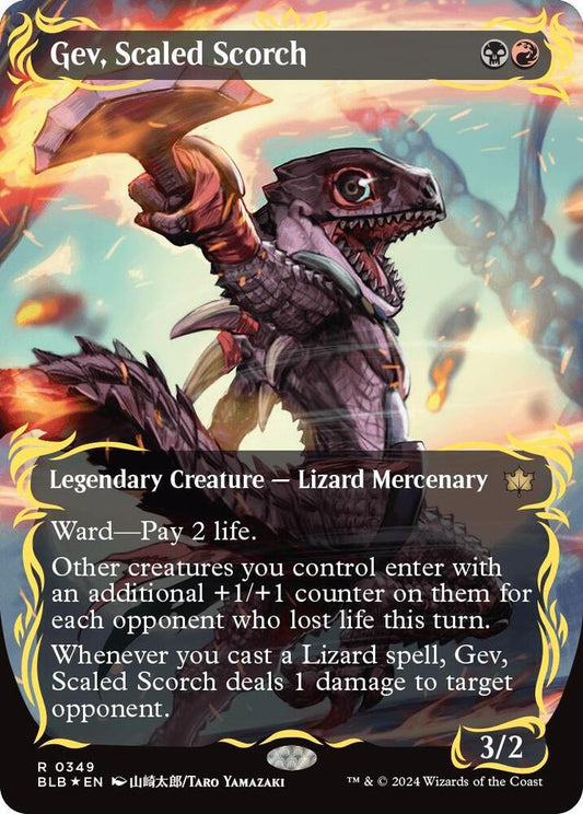 Image for Gev, Scaled Scorch (Borderless) (Raised Foil) (349) (BLB) - Magic: The Gathering