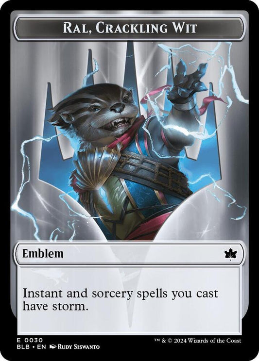 Image for Emblem - Ral, Crackling Wit // Bushy Bodyguard Double-Sided Token (30 // 20) (BLB) - Magic: The Gathering
