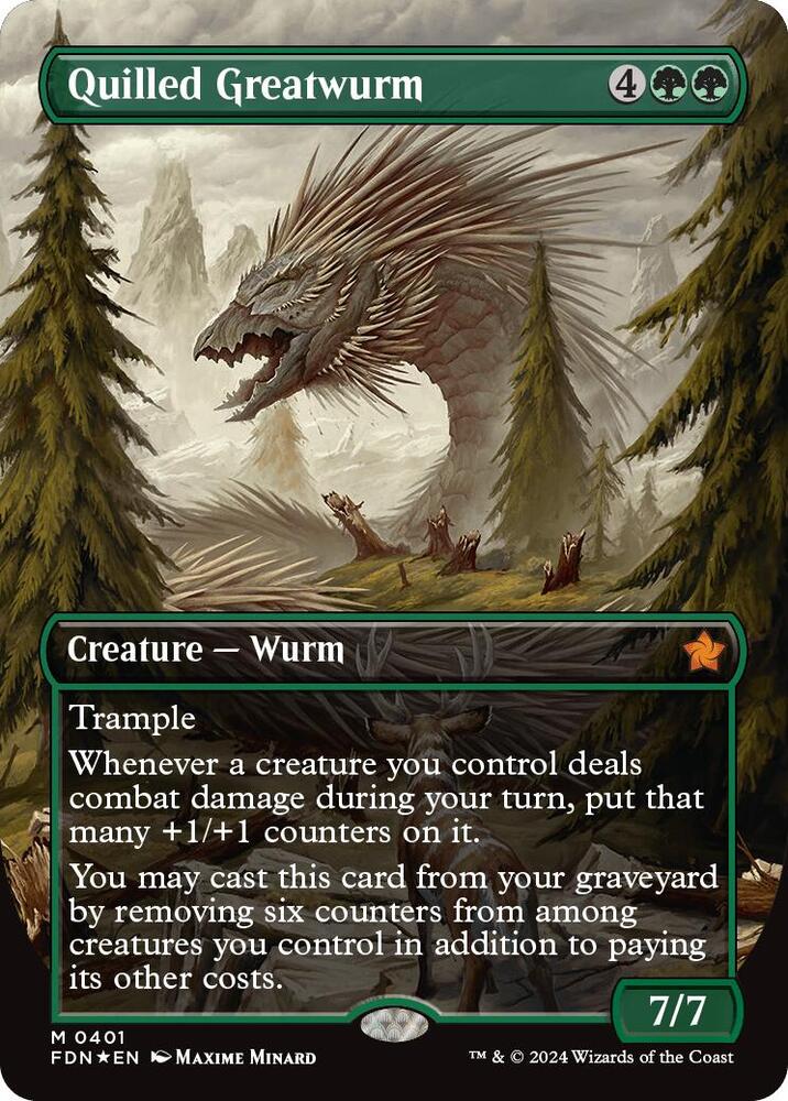 Quilled Greatwurm (Borderless) (Mana Foil) (401) (FDN)