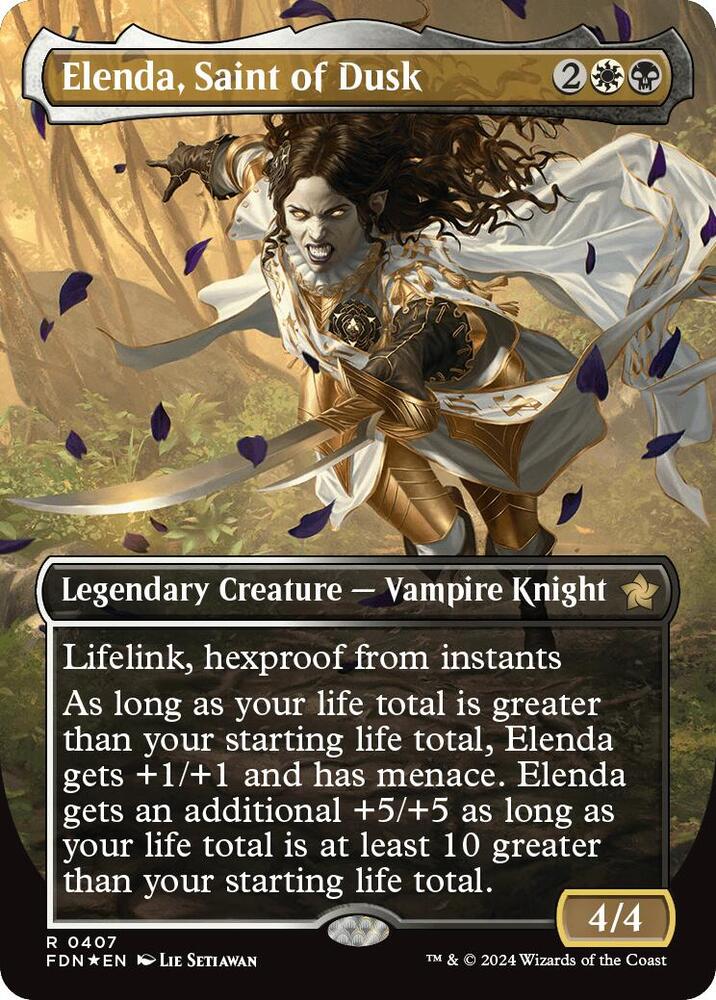 Elenda, Saint of Dusk (Borderless) (Mana Foil) (407) (FDN)