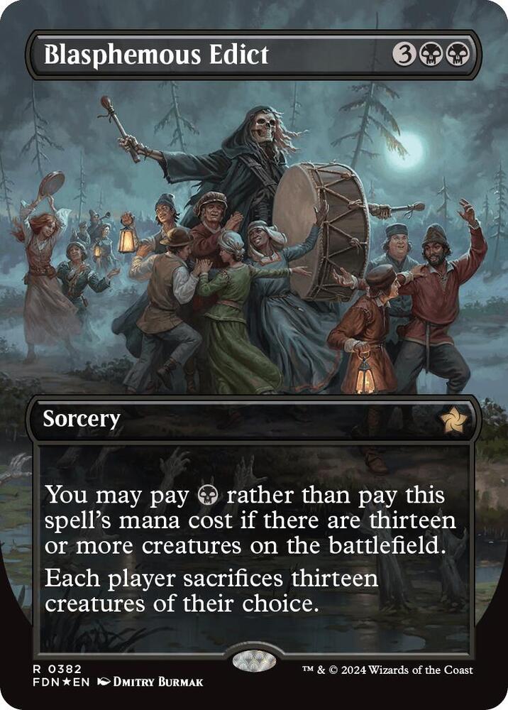 Blasphemous Edict (Borderless) (Mana Foil) (382) (FDN)