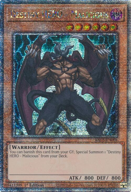 Destiny HERO - Malicious (Quarter Century Secret Rare) (RA03-EN001) (RA03)