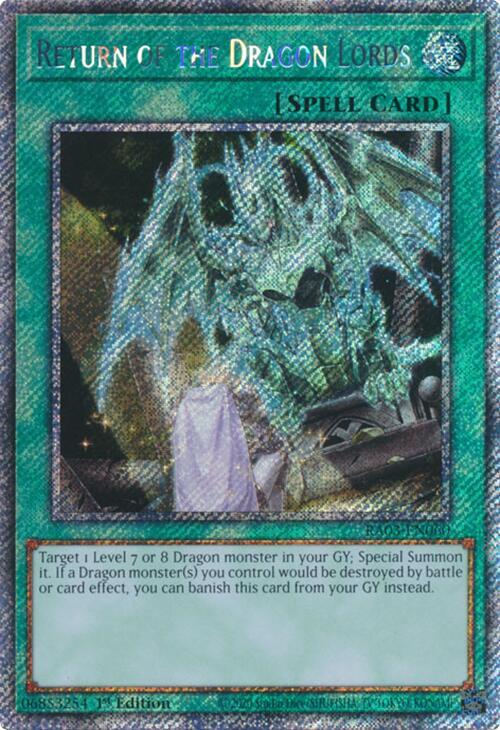 Return of the Dragon Lords (Platinum Secret Rare) (RA03-EN060) (RA03)