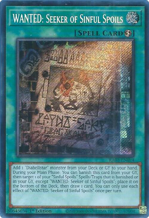 WANTED: Seeker of Sinful Spoils (Secret Rare) (RA03-EN074) (RA03)