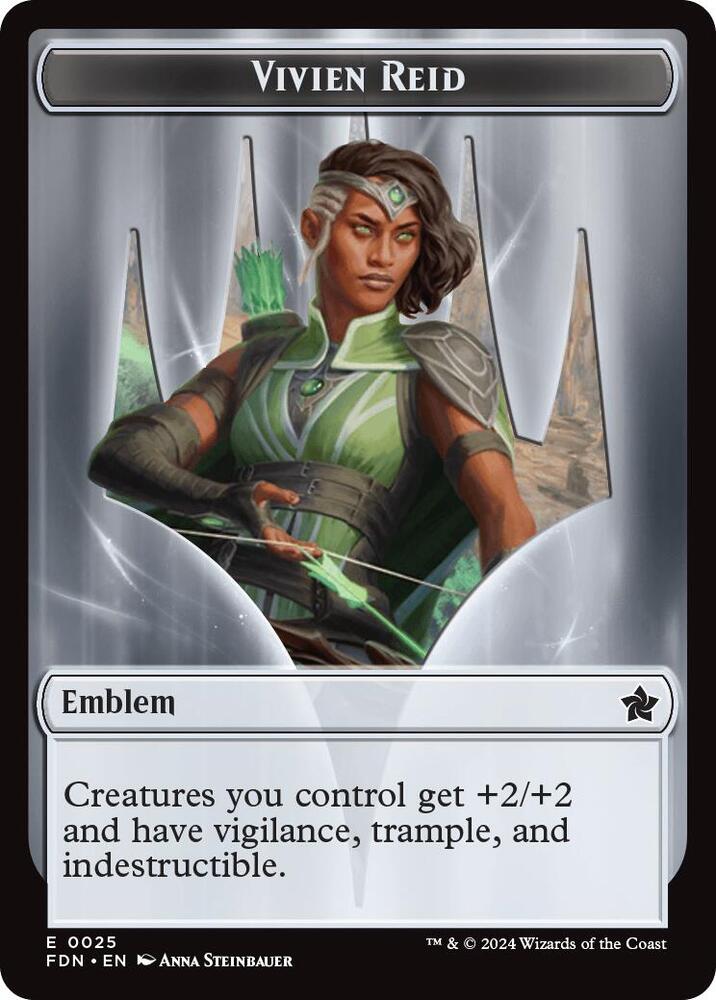 Emblem - Vivien Reid // Elf Warrior Double-Sided Token (25 // 19) (FDN)