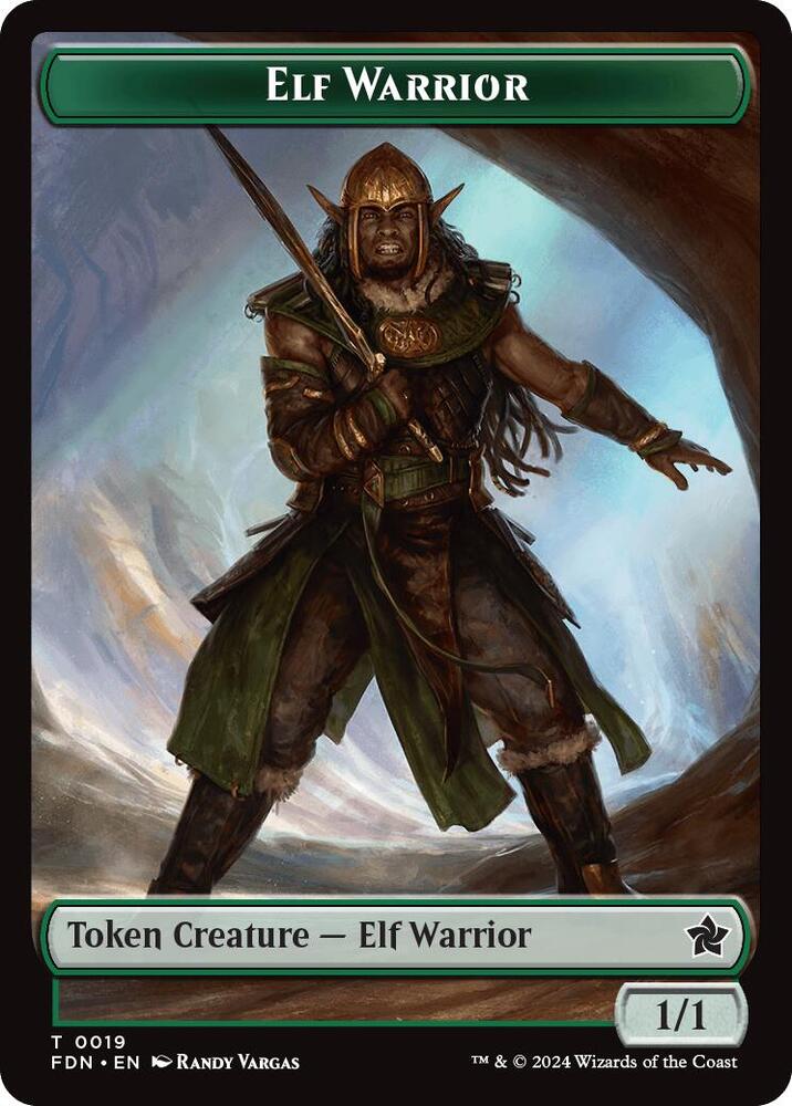 Elf Warrior // Cat (001) Doubled-Sided Token (19 // 1) (FDN)