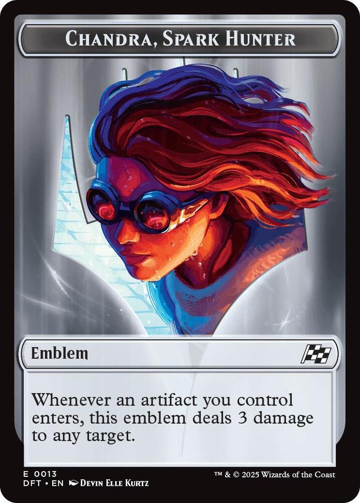 Emblem - Chandra, Spark Hunter // Vehicle Double-Sided Token (13 // 12) (DFT)