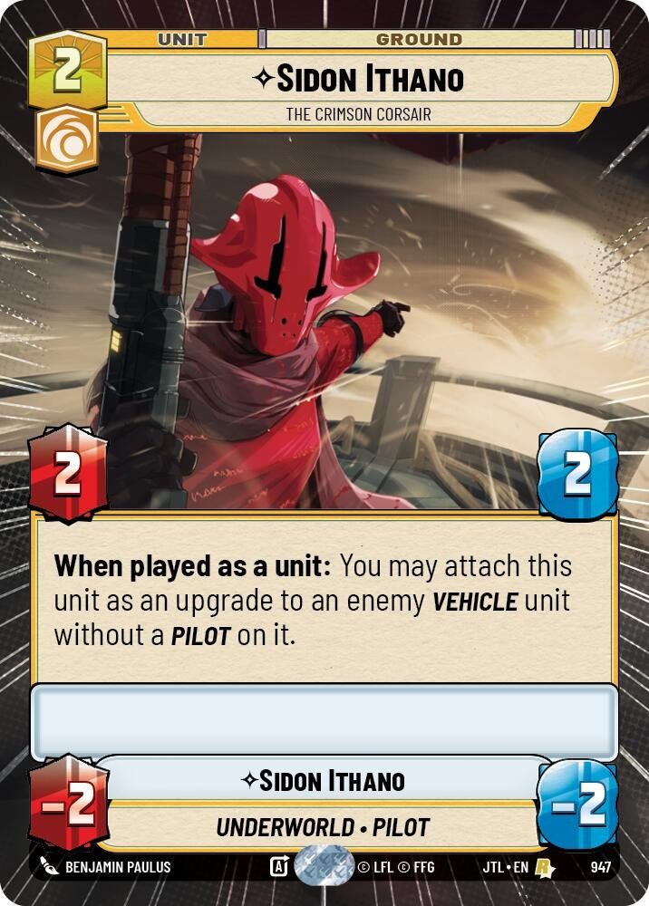 Sidon Ithano - The Crimson Corsair (Hyperspace Foil) (947) (JTL)