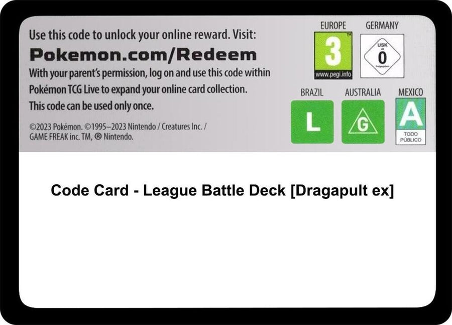 Code Card - League Battle Deck [Dragapult ex] (TEF)