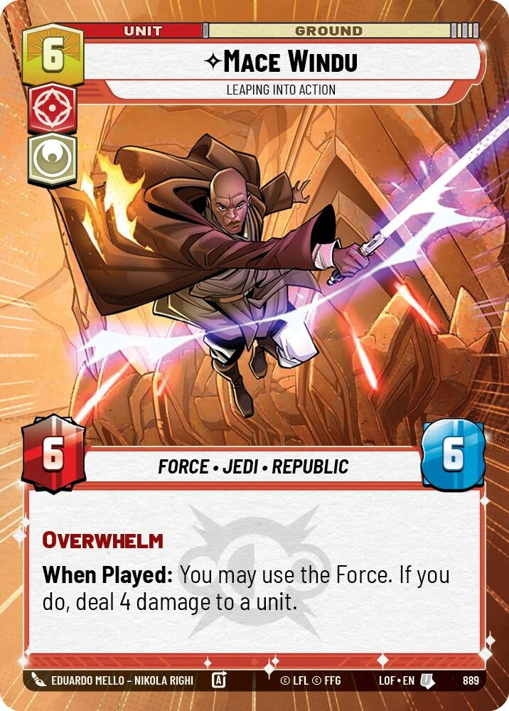 Mace Windu - Leaping into Action (Hyperspace Foil) (889) (LOF)