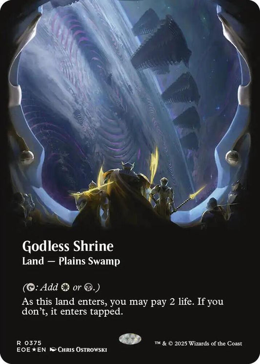 Image for Godless Shrine (Borderless) (Galaxy Foil) (375) (EOE) - Magic: The Gathering