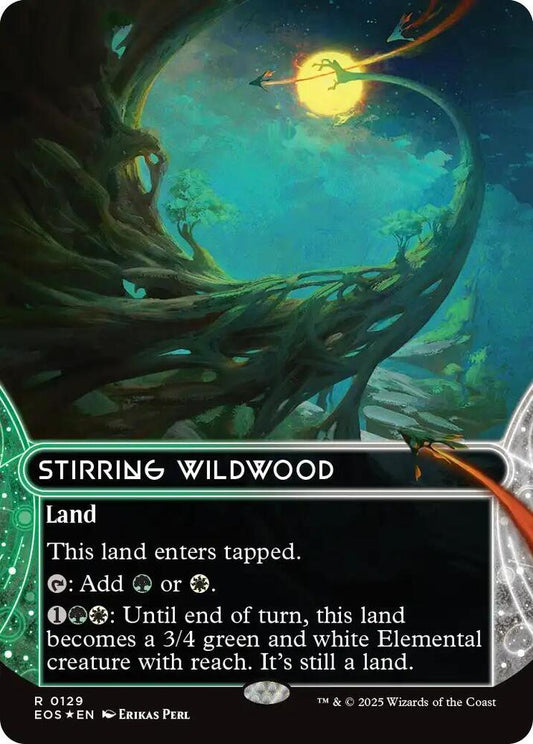 Image for Stirring Wildwood (0129) (Borderless) (Galaxy Foil) (129) (EOS) - Magic: The Gathering