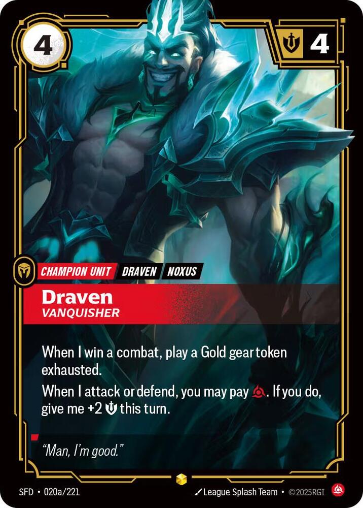 Draven, Vanquisher (Alternate Art) (020a/221) (SFD)