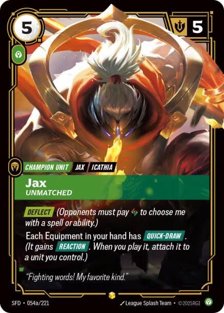 Jax, Unmatched (Alternate Art) (054a/221) (SFD)