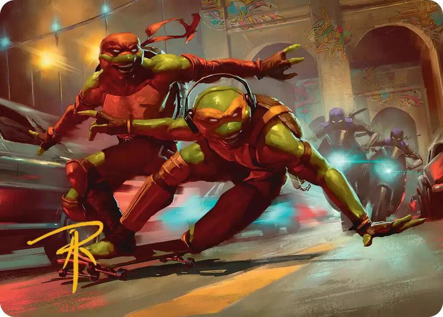 Raph & Mikey, Troublemakers Art Card (Gold-Stamped Signature) (17) (ASTMT)