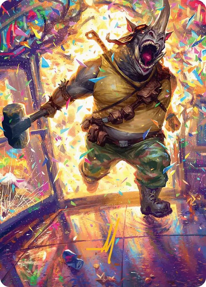 Rocksteady, Rowdy Rhino Art Card (Gold-Stamped Signature) (54) (ASTMT)