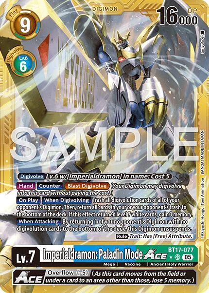 Imperialdramon: Paladin Mode ACE (Gold Border) (BT17-077 SR) (AD-01)