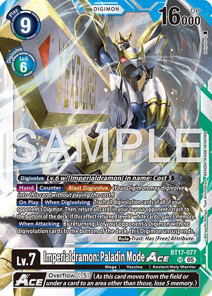 Imperialdramon: Paladin Mode ACE (Reprint) (BT17-077 SR) (AD-01)