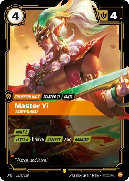 Master Yi, Tempered (Alternate Art) (113a/219) (UNL)