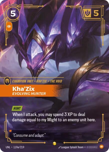 Kha'Zix, Evolving Hunter (Alternate Art) (119a/219) (UNL)