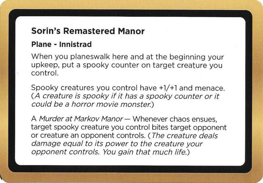 Sorin's Remastered Manor (Black Lotus Unknown Planechase) (OVER)