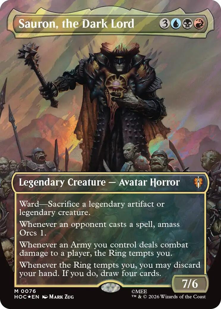 Sauron, the Dark Lord (Borderless) (Surge Foil) (76) (HOC)