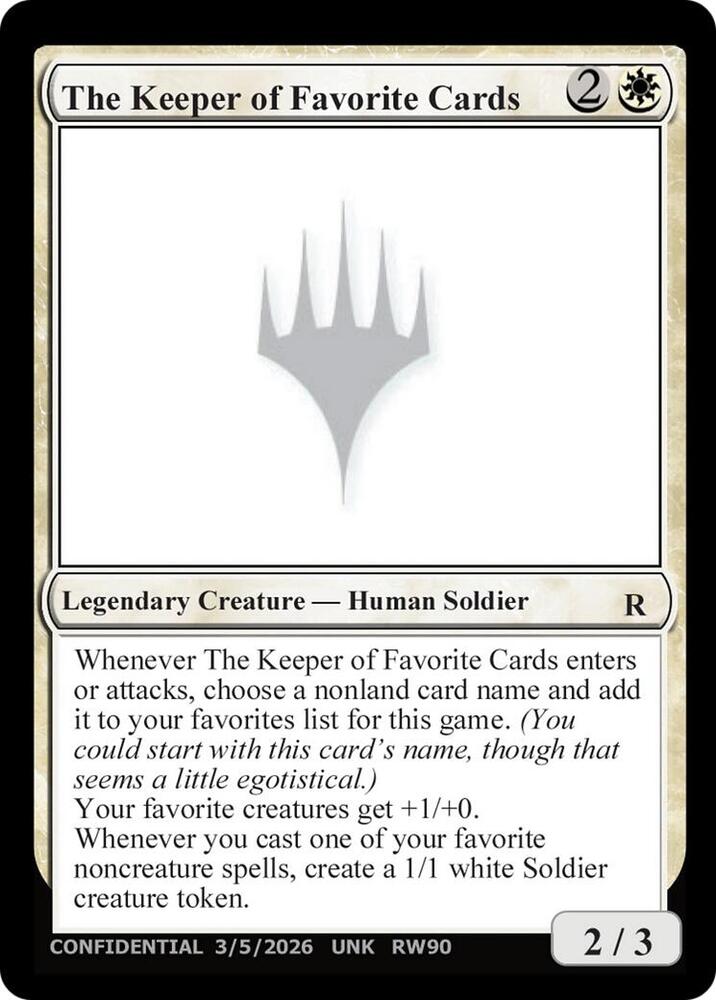 The Keeper of Favorite Cards (3/5/2026) (UNK)