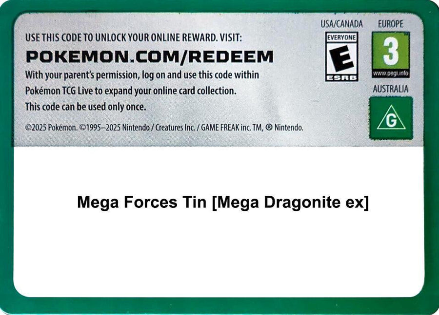 Code Card - Mega Forces Tin [Mega Dragonite ex] (MCAP)