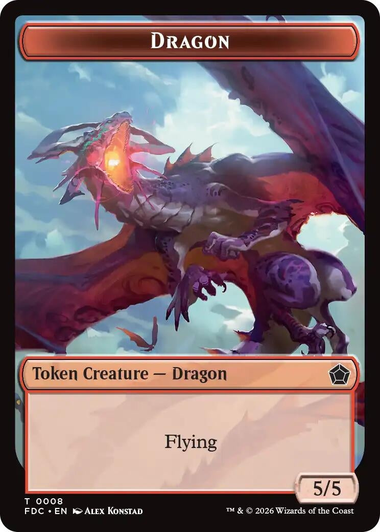 Dragon (0008) // Treasure Double-Sided Token (8 // 16) (FDC)