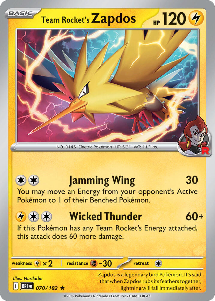 Team Rocket's Zapdos (070/182) (PR)