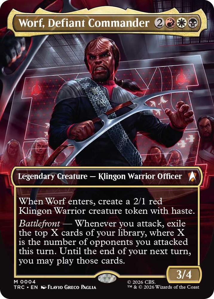 Worf, Defiant Commander (Borderless) (4) (TRC)