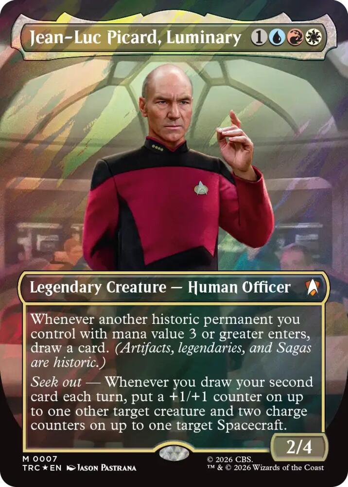Jean-Luc Picard, Luminary (Borderless) (Surge Foil) (7) (TRC)